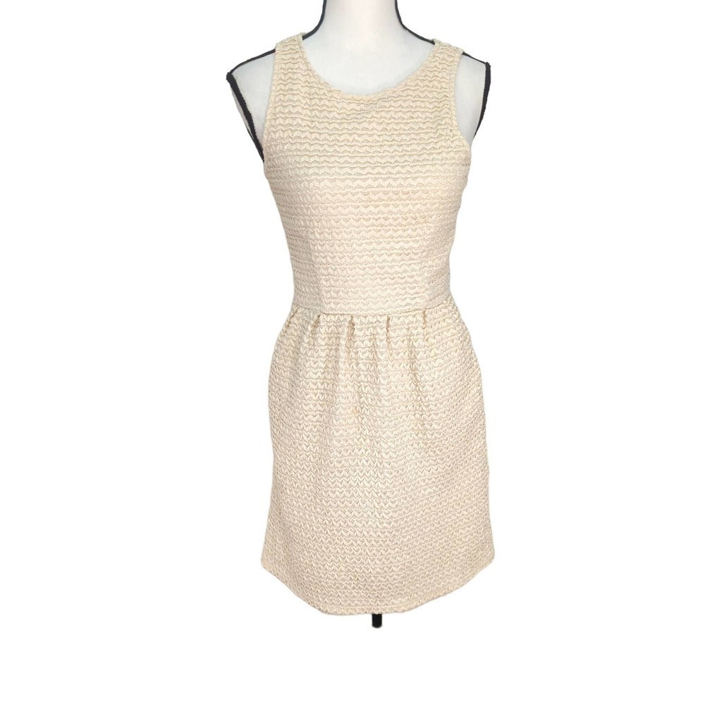Pim + Larkin Womens Fit and Flare Mini Dress Cream Textured S